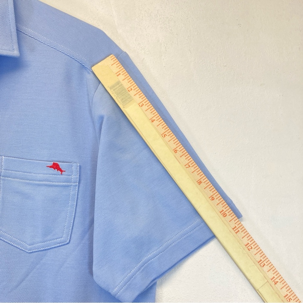 Tommy Bahama Men Polo Shirt M IslandZone Supima Light Blue Cotton Blend Casual - Picture 9 of 16